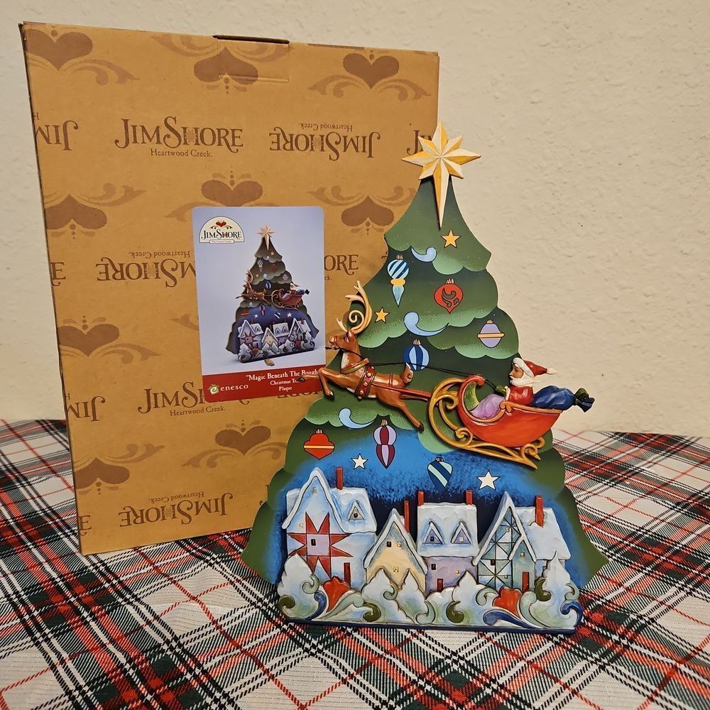 Jim Shore Festive "Magic Beneath The Boughs" Christmas Tree Plaque Decor